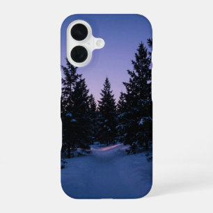 Funda Para iPhone 16 Winter Purple Twilight Snowy Pines Phone Case