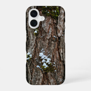Funda Para iPhone 16 Winter Snow Moss Tree Bark Phone Case