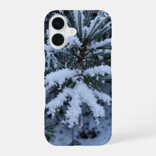 Funda Para iPhone 16 Winter Snow Pine Needles Macro Phone Case