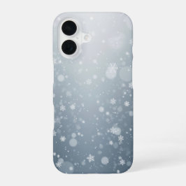 Funda Para iPhone 16 Winter Snowflakes Falling Snow Pattern Bokeh