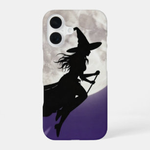 Funda Para iPhone 16 Witch Flying Across Full Moon Phone Case
