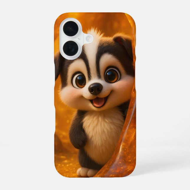 Funda Para iPhone 16 Wuffoo Surffie Kawaii Puppy Amber iPhone 16 case (Reverso )