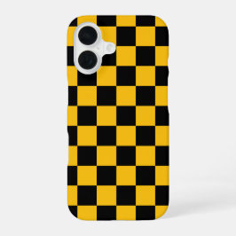 Funda Para iPhone 16 Yellow and Black Checkered Print