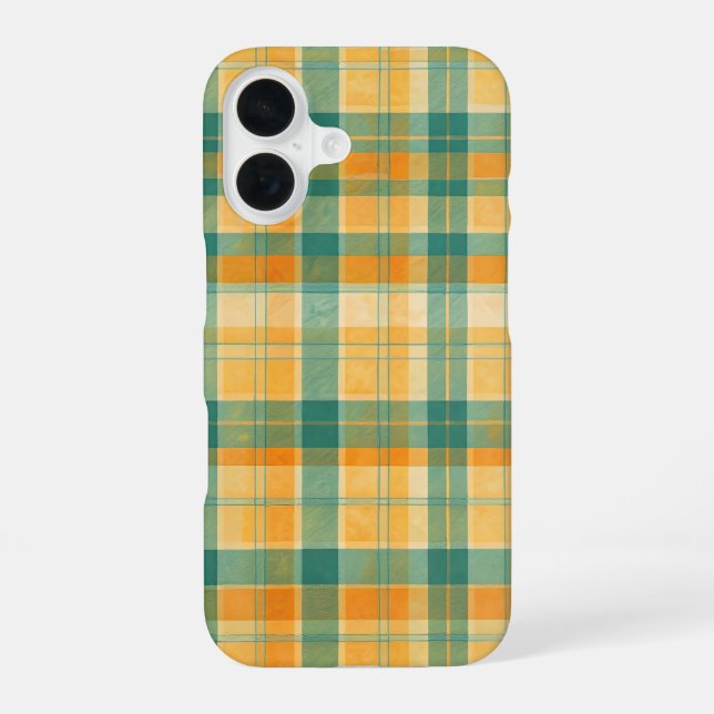 Funda Para iPhone 16 Yellow and Green Tartan Plaid Pattern (Reverso )