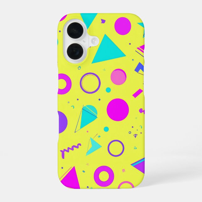 Funda Para iPhone 16 Yellow Neon Memphis Geometric 80s Design (Reverso )