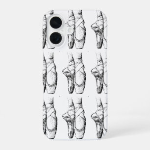Funda Para iPhone 16 Zapatilla de ballet negra y blanca