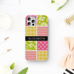 Funda Para iPhone 16 Zigzag, Chevron, Polka Dots, Gingham, Su Nombre