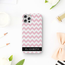 Funda Para iPhone 16 Zigzag Rosa, Chevron Rosa, Patrón de Onda, Tu Nomb