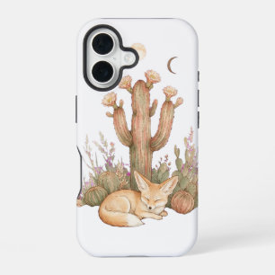 Funda Para iPhone 16 Zorro del desierto boho durmiendo bajo cactus sagu