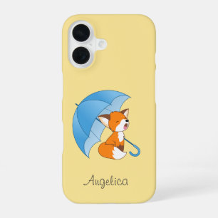 Funda Para iPhone 16 Zorro Pequeño Dormilón y Lindo bajo Paraguas