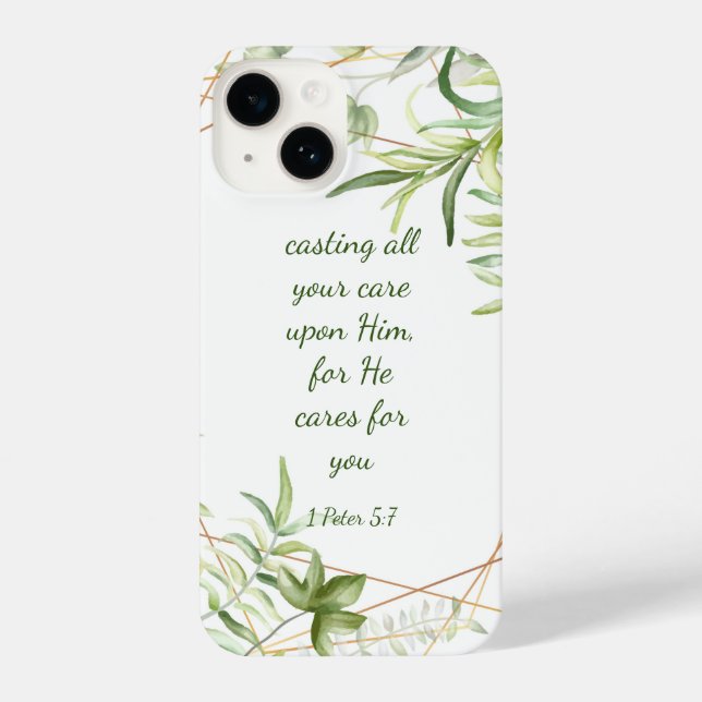 Funda Para iPhone 1 Pedro 5:7 Cuidando de todo a Su Cita (Reverso )