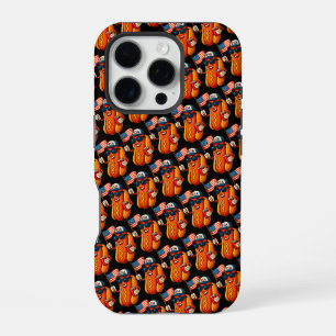 Funda Para iPhone 16 Pro 4 de julio Hotdog Funny Bandera Patriótica de EEUU