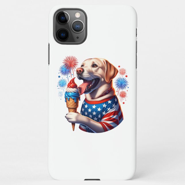 Funda Para iPhone 4 de julio Perro con crema de hielo (Reverso)
