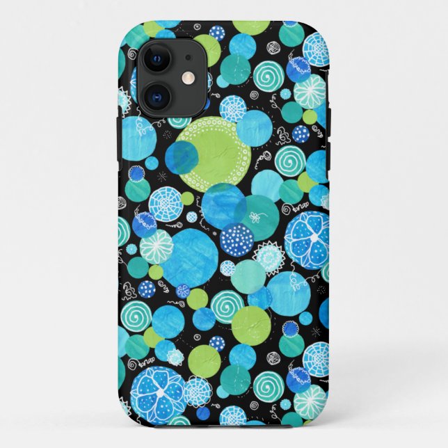 funda para iPhone 5/5s: Blue Moons Quirky Pattern (Reverso)