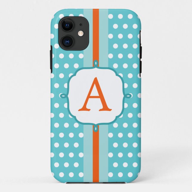 Funda para iPhone 5 con monograma turquesa diverti (Reverso)