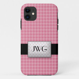 Funda para iPhone 5 monograma rosa Houndstoth