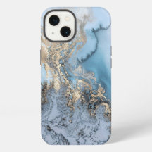 Funda para iPhone 6/6s mármol azul claro y dorado