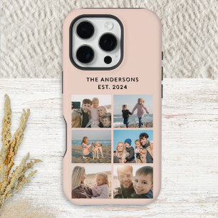 Funda Para iPhone 16 Pro 6 Colage de Fotos Vacaciones Familiares Rosa Blush