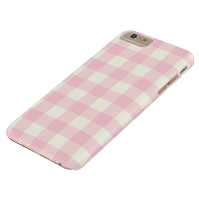 Funda para iPhone 6 Plus Pale Pink Gingham (Parte superior)