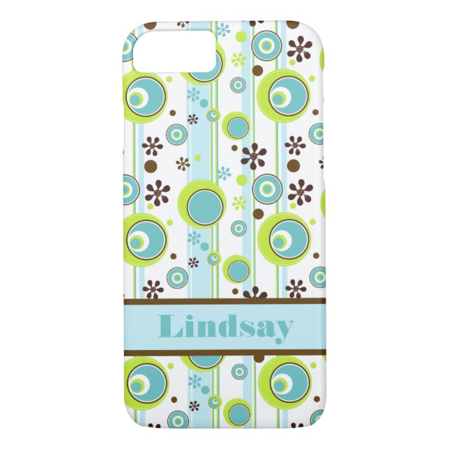 funda para iPhone 7 | Círculos | Aqua Green Brown (Reverso)