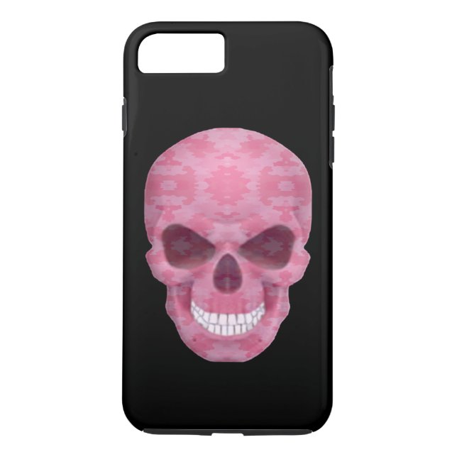 Funda para iPhone 7 con cráneo de camuflaje rosa (Reverso)