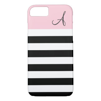 Funda para iPhone 7 con rayas rosadas y negras