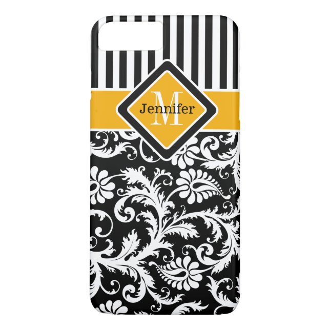 funda para iPhone 7 | Damasco, franjas | Amarillo  (Reverso)