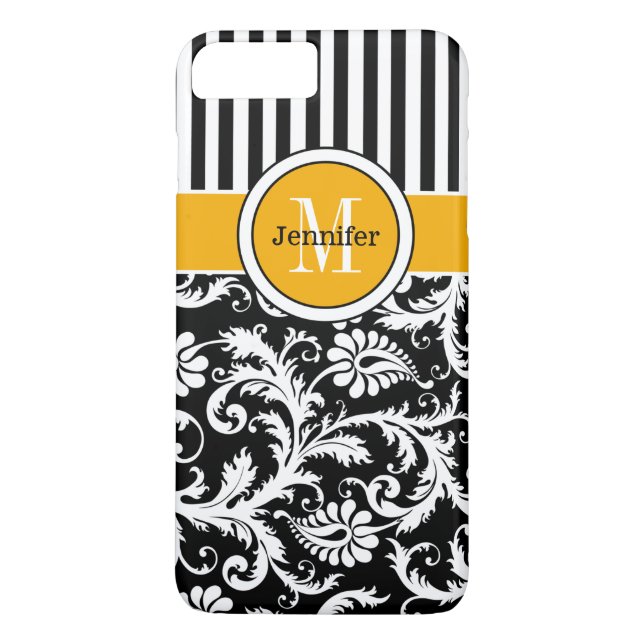 funda para iPhone 7 | Damasco, franjas | Amarillo (Reverso)