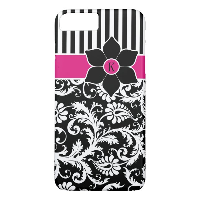 funda para iPhone 7 | Damasco | Tiras | Fuchsia (Reverso)