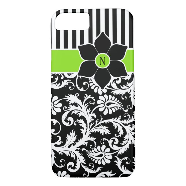 funda para iPhone 7 | Damasco | Tiras | Lime Green (Reverso)