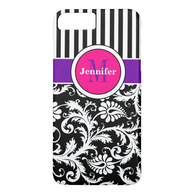 funda para iPhone 7 | Damasco | Tiras | Rosa 3 (Reverso)
