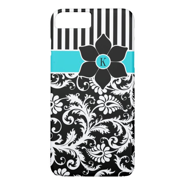 funda para iPhone 7 | Damasco | Tiras | Turquesa (Reverso)
