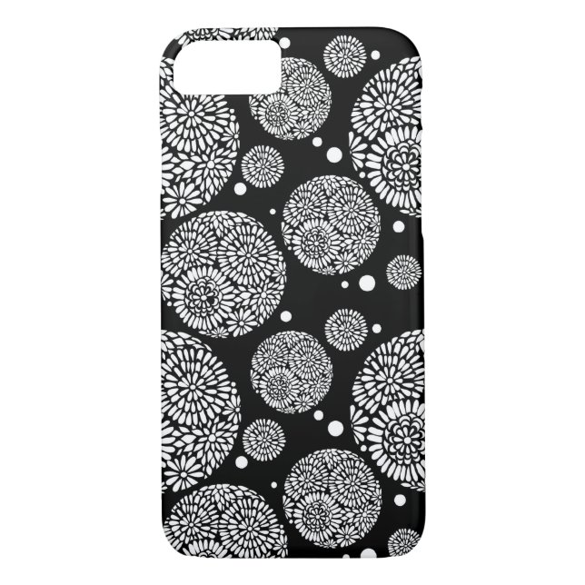 Funda para iPhone 7 de Black & White Flower Cluste (Reverso)