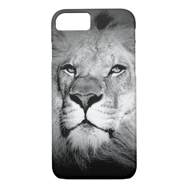 Funda para iPhone 7 de Black & White King Lion Eye (Reverso)
