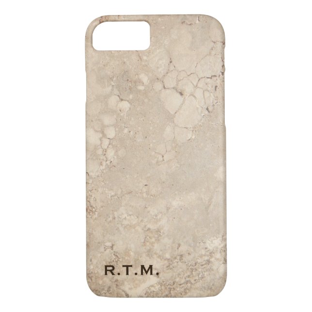 Funda para iPhone 7 de granito beige monogramada (Reverso)