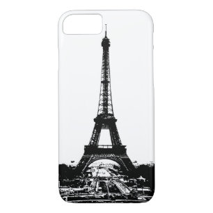 Funda para iPhone 7 de la Torre Eiffel Blanco y Ne