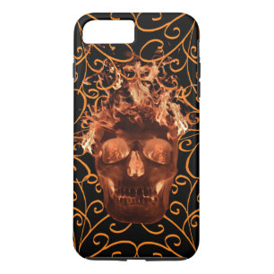 Funda para iPhone 7 de naranja Fire Skull