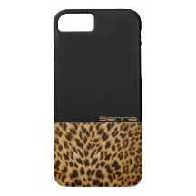 Funda para iPhone 7 de patrón negro y leopardo