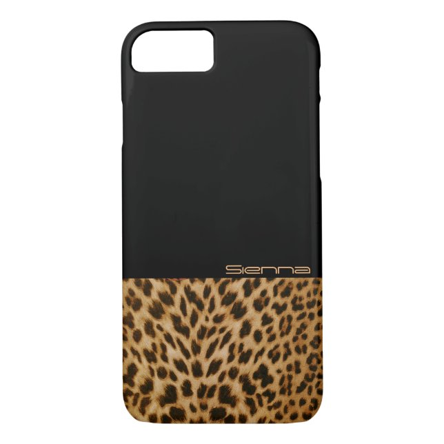 Funda para iPhone 7 de patrón negro y leopardo (Reverso)