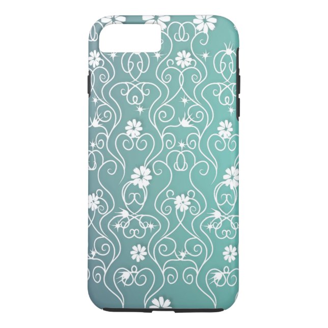 Funda para iPhone 7 de White Swirls and Flowers (Reverso)