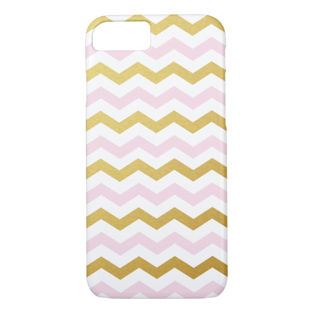 Funda para iPhone 7 del patrón Chevron Gold & Pink (Reverso)