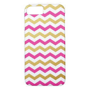 Funda para iPhone 7 del patrón Chevron Gold & Pink