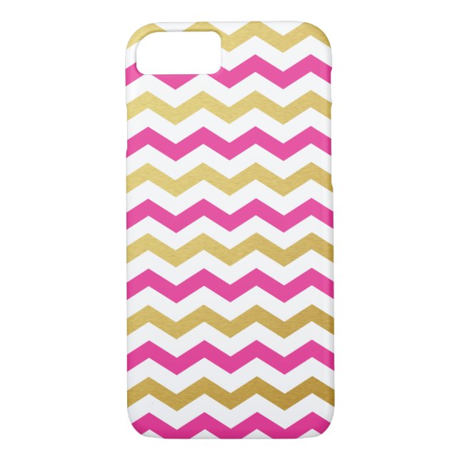 Funda para iPhone 7 del patrón Chevron Gold & Pink (Reverso)