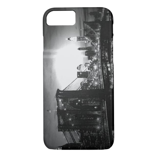 Funda para iPhone 7 en Nueva York blanco y negro (Reverso)