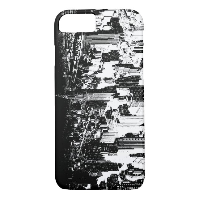 Funda para iPhone 7 en Nueva York blanco y negro (Reverso)
