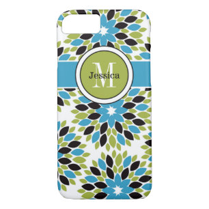 funda para iPhone 7 Floral Azul, Verde, Blanco