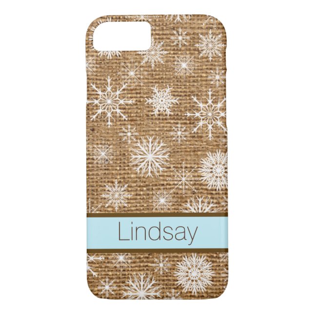 funda para iPhone 7 | FUX Burlap, Snowflakes (Reverso)