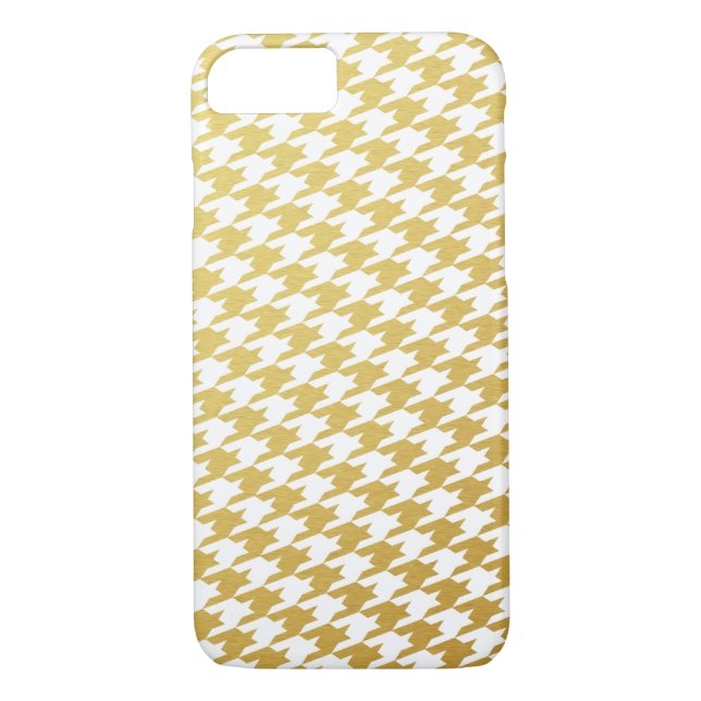 Funda para iPhone 7 Gold Houndstoth Pattern (Reverso)