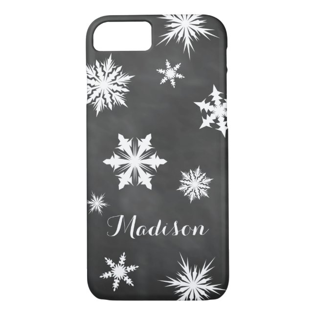 Funda para iPhone 7 monograma de Chalkboard (Reverso)