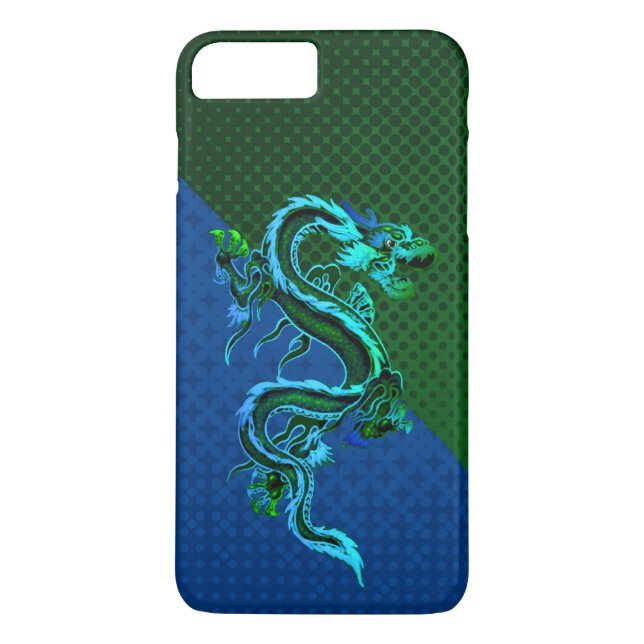 Funda para iPhone 7 Plus Blue y Green Dragon (Reverso)